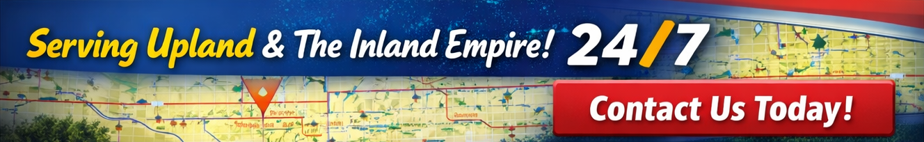 AYS 24/7 Plumbing Service Banner AYS plumbing banner with the text “Serving Upland & The Inland Empire! 24/7” over a map background and a red “Contact Us Today!” button.