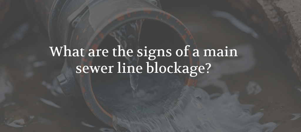 Close-up of an open sewer pipe with wastewater flowing out, used for a blog about the signs of a main sewer line blockage.